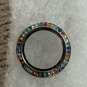 Origami Own Set of 2 Small Multicolor Rhinestone Circle Face Pendant